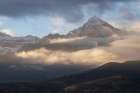 USA-Colorado-Uncompahgre National Forest Sunrise on clouds below Mount Sneffels Art Print